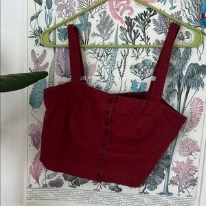 Sparrow Maroon Buttoned Crop Top